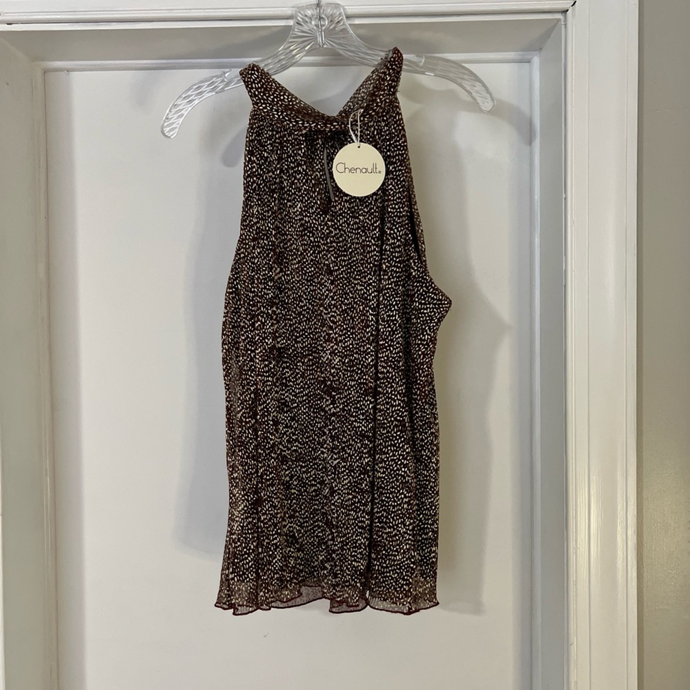 Status by Chenault Women's Red/Gold Sparkle Sleeveless Top Size L NWT